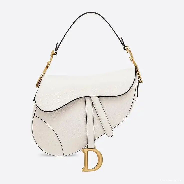 Bag Dior Calfskin Saddle White Grained 0509 Hot Sale